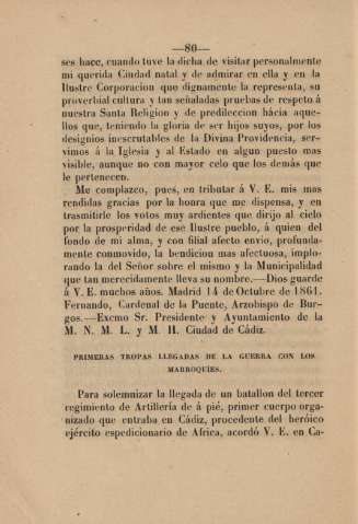 Primeras tropas llegadas de la guerra con los marroquíes
