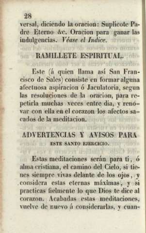 Ramillete espiritual. Advertencias y avisos para este santo ejercicio