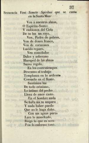 Secuencia veni Sancte Spritius que se canta en la Santa Misa