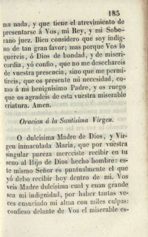Oración á la Santísima Vírgen