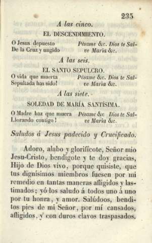 Saludos á Jesus padecido y Crucificado