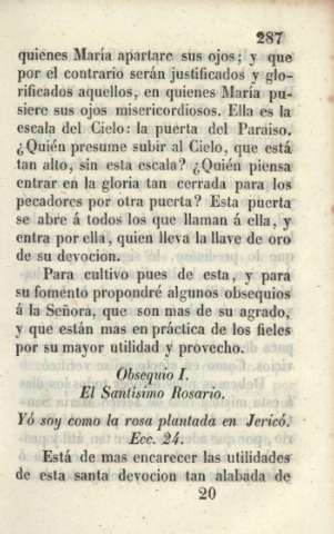 Obsequio I. El Santísimo Rosario