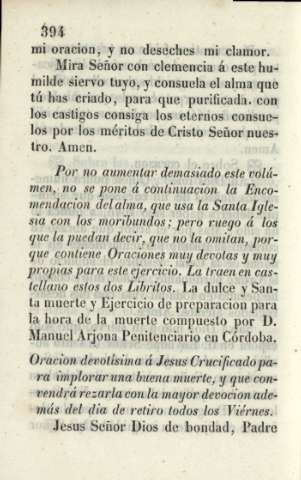 Oración devotísima á jesús Crucificado para implorar una buena muerte ...