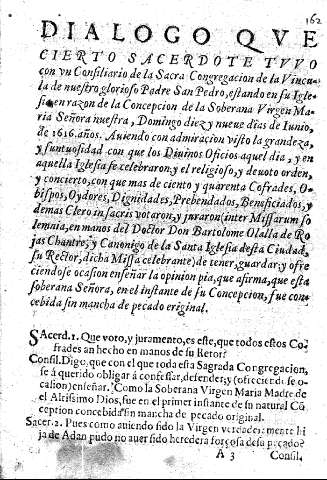 Dialogo que cierto sacerdote tuvo con un Consiliario de la Sacra Congregacion de la Vincula de nuestro glorioso  Padre San Pedro, ...