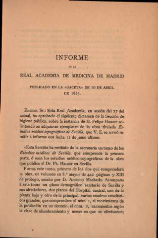 Informe de la Real Academia de Medicina de Madrid, publicado en la 