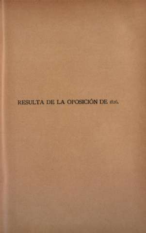 Resulta de las oposiciones de 1826