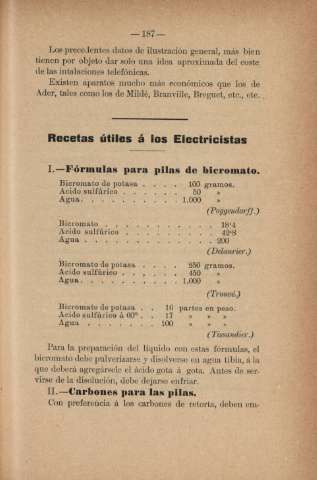 Recetas útiles á los Electricistas