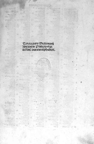 Tercia pars Dictionarii incipitin Plittera...