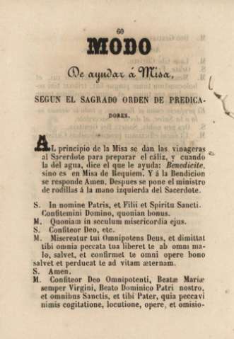 Modo de ayudar á misa, segun el sagrado orden de predicadores