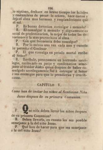 Capitulo V. Como han de imitar los niños al Santísimo Niño Jesus despues de su primera Comunión