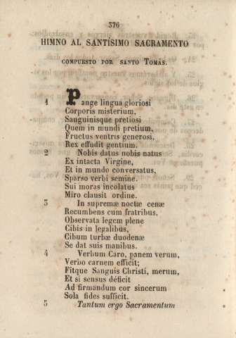 Himno al Santísimo sacramento compuesto por Santo Tomás