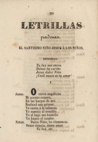 Letrillas piadosas. El Santisimo niño Jesus á los ninos