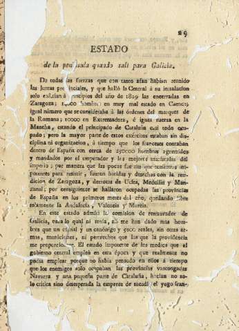 Estado de la peninsula quando salí para Galicia