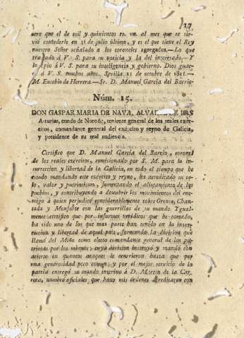 Núm. 15. Don Gaspar Maria de Nava, Alvarez de las Asturias, conde de Noroña ...