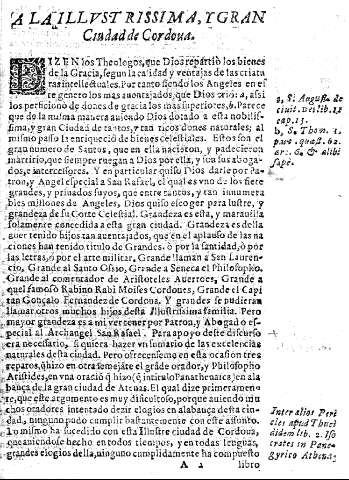 A la illustrissima, y gran Ciudad de Cordova