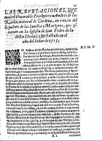Las revelaciones, que tuvo el venerable presbytero Andres de las Roelas natural de Cordova, ...