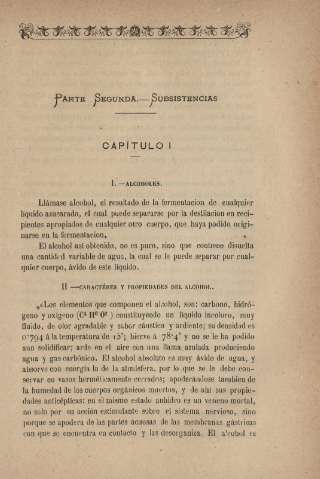 Parte segunda. Subsistencias. Capítulo I