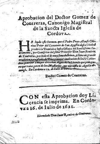 Aprobacion del Doctor Gomez de Contreras