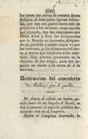 Destruccion del cementerio de Bahía por el pueblo