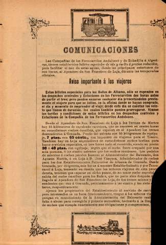 Comunicaciones. Aviso importante á los viajeros