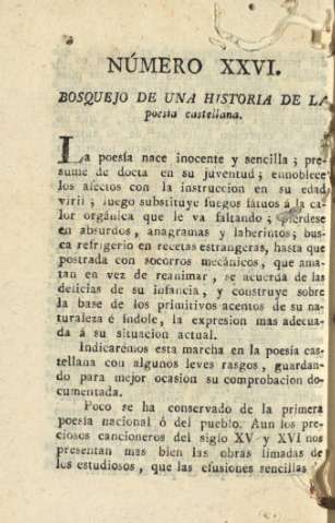 Número XXVI. Bosquejo de una historia de la poesía castellana