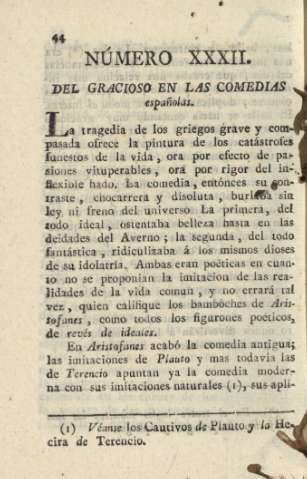 Número XXXII. Del gracioso en las comedias españolas