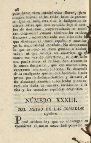 Número XXXIII. Del metro de las comedias españolas