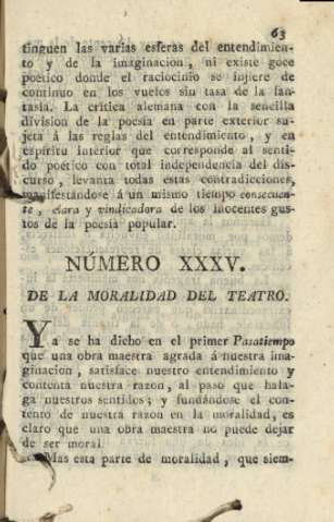 Número XXXV. De la moralidad del teatro