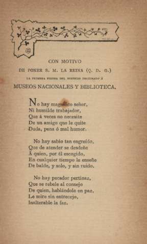 Con motivo de poner S. M. la Reina (Q. D. G.) la primera piedra ...