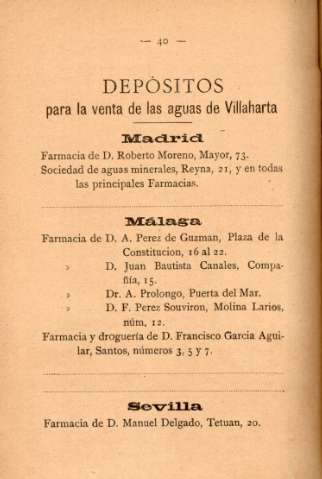Depósitos para la venta de las aguas de Villaharta