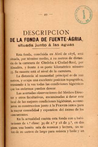 Descripción de la fonda de Fuente-ágria, situada junto á las aguas