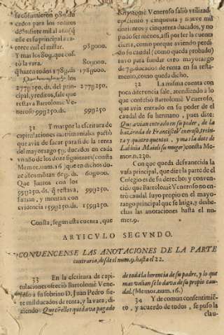 Articulo segundo. Convencense las anotaciones de la parte contraria, desde el num.9.hasta el 22
