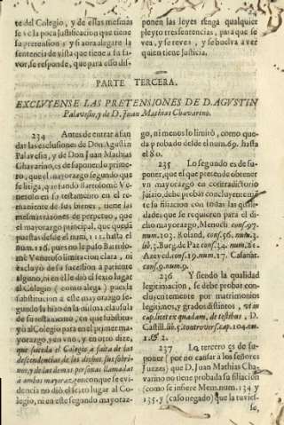 Parte tercera. Excluyense las pretensiones de D.Agustin Palavesin, y de D. Juan Mathias Chavarino