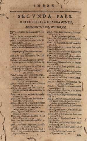 Index. Secunda pars. Directorii de sacramentis