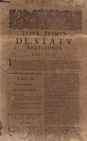 Liber primus. De statu religionis