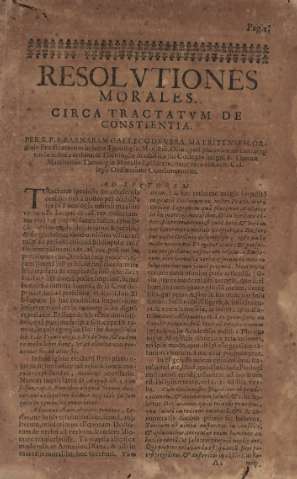 Resolutiones morales. Circa tractatum de constientia