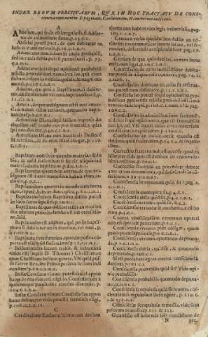 Index rerum praecipuarum, quae in hoc tractatu de conscientia ...