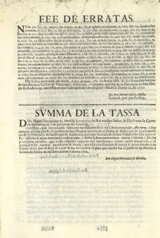 Fee de erratas. Summa de la tassa