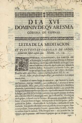 Dia XVI. Domini v de quaresma. Corona de espinas
