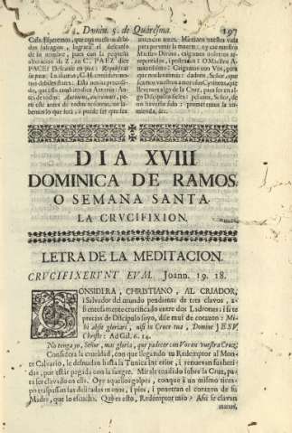 Dia XVIII. Dominica de ramos o semana santa. La crucifixion
