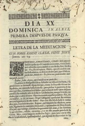 Dia XX. Dominica in albis, primera despues de Pasqua