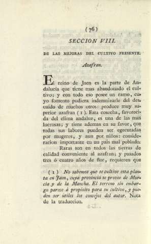 Seccion VIII. De las mejoras del cultivo presente. Azafran