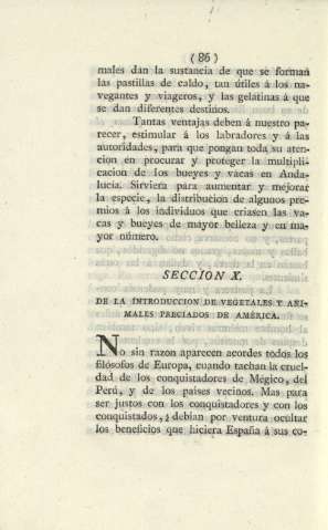 Seccion X. De la introduccion de vegetales y animales preciados de América