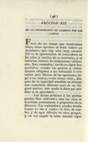Seccion XII. De la distribucion de caseríos por los campos