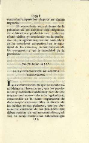 Seccion XIII. De la introduccion de colonos estrangeros