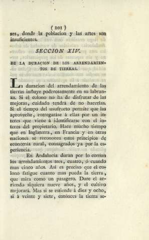 Seccion XIV. De la duracion de los arrendamientos de tierras