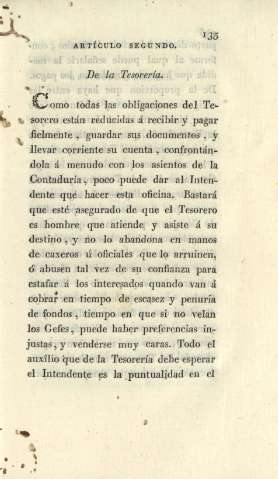 Artículo segundo. De la tesorería