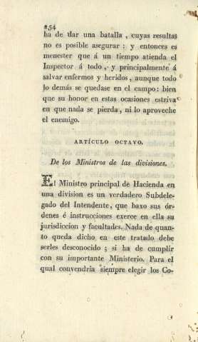 Artículo octavo. De los ministros de las divisiones