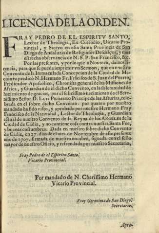 Licencia de la orden