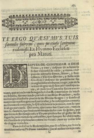 Te ergo quaesumus tuis famulis subveni, quos pretioso sanguine redemisti. Ex hymno ecclesiae pro Matuti